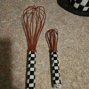 Checkered Handle Red Whisks - Set of 2